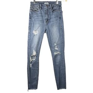GOOD AMERICAN Womens Skinny Jeans Size 4/27 (READ) 5 Pocket Zipper Distressed